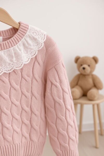 Bebe yaka triko Etekli Takım pembe