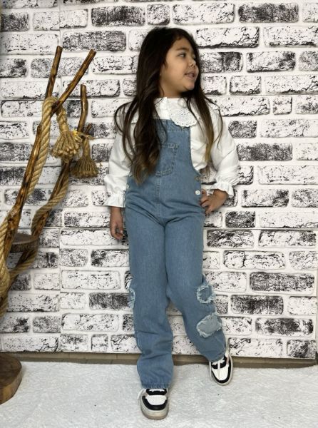 Denim kalpli Salopet