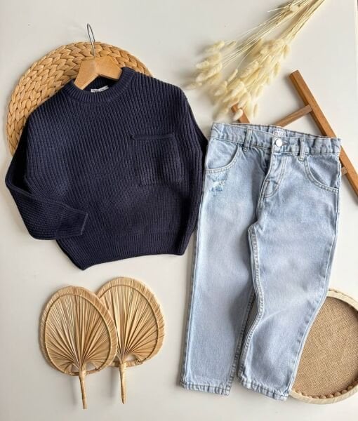 Triko kazak jean Takım Lacivert