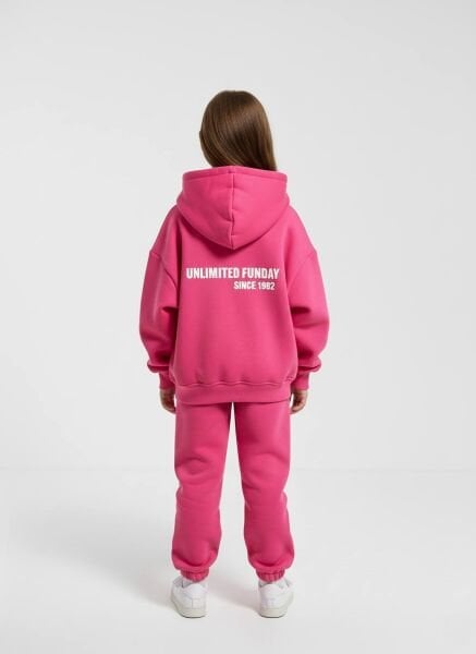 Oversize Pembe kapişonlu takım