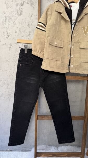 4lü Set kapitone Mont tişört yelek jean