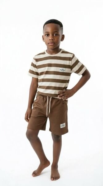 Basic çizgili takım kahve