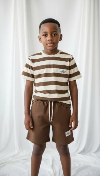 Basic çizgili takım kahve