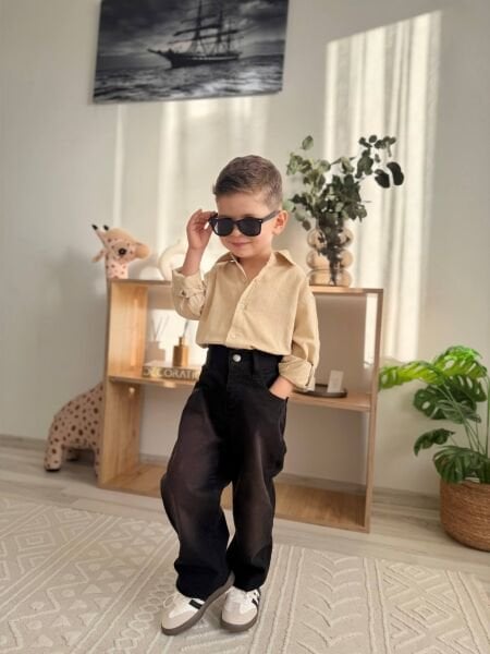 Jean gömlek takım sütlü kahve