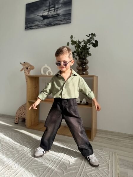 Jean gömlek takım yeşil