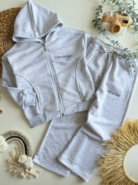 Unisex Fermuarlı takım gri