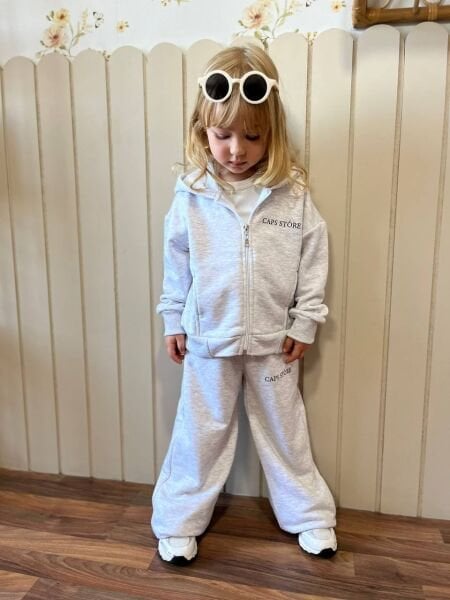 Unisex Fermuarlı takım gri