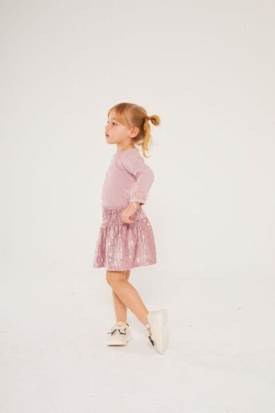 Pullu payetli takım bebe pembe