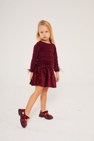 Pul payetli takım bordo