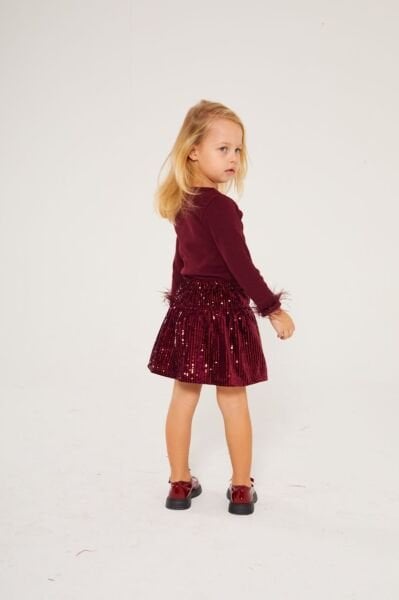 Pul payetli takım bordo