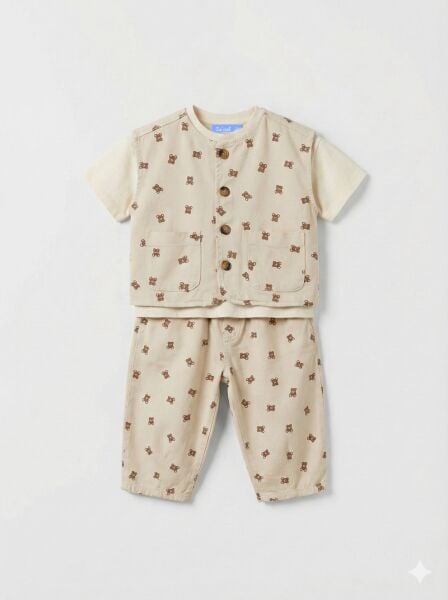 La’ciel Paris ayıcıklı yelek pantolon takım