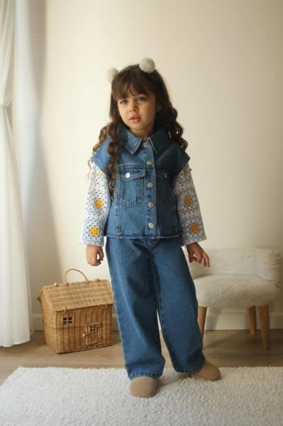 Örgülü denim model takım
