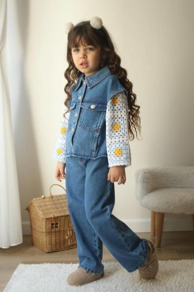 Örgülü denim model takım