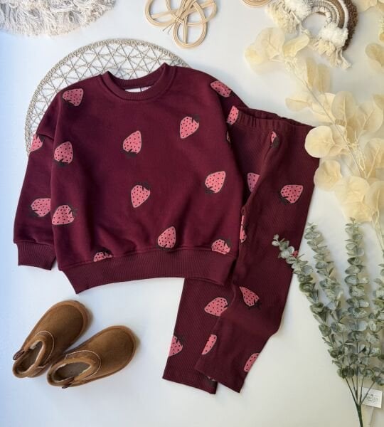 Çilekli Bordo Takım