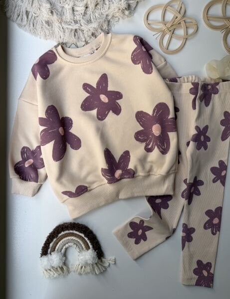 Çiçek detaylı taytlı takım