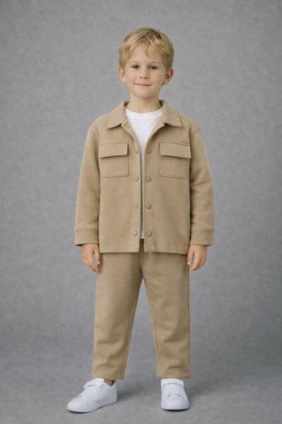 3lü Jogger Takım Bej