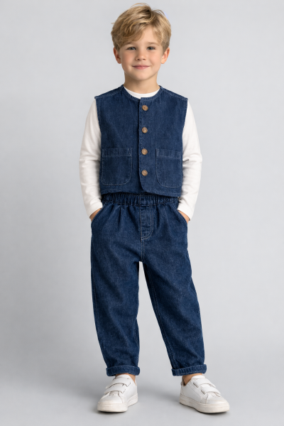 La’ciel Paris Yelekli denim takım