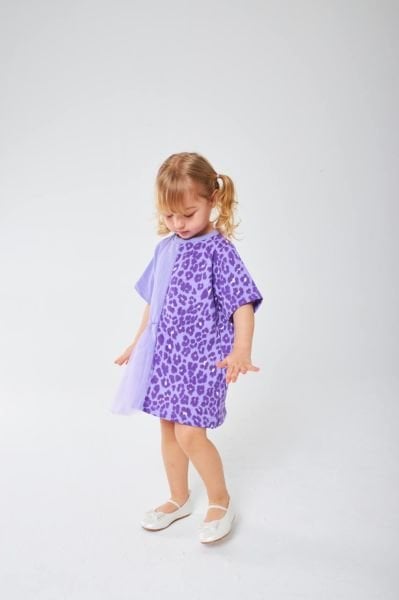 Tütülü elbise mor