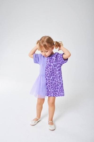 Tütülü elbise mor