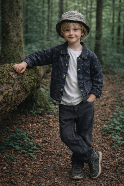 3lü palmiye desen ceketli Takım