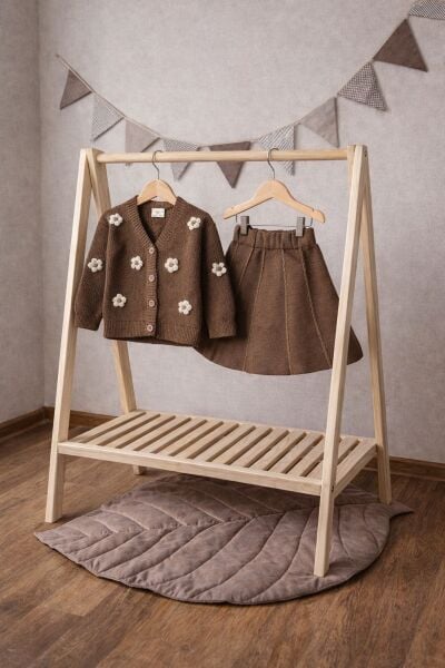 Çiçekli etekli triko takım