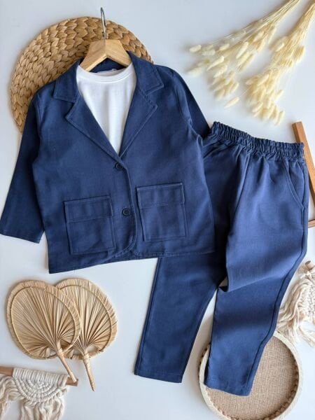 Ceket pantolon 2li keten takım lacivert