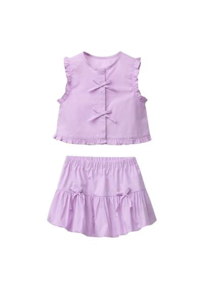 La’ciel Paris dokuma fiyonklu takım Lila