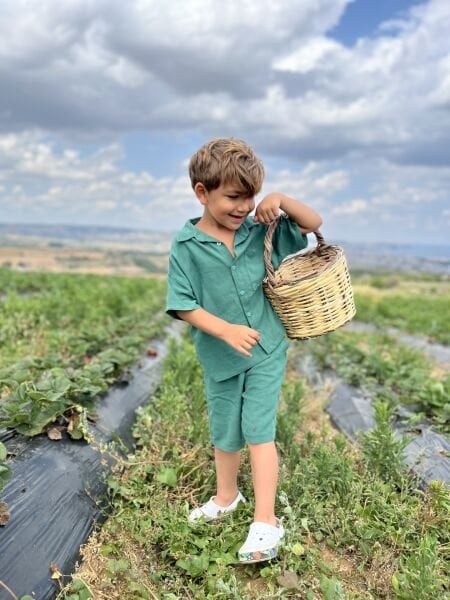 Dokuma Keten Takım Yeşil