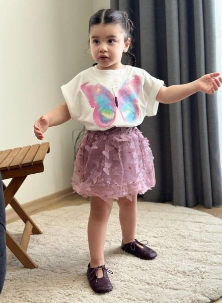 Kelebek detaylı 2li takım